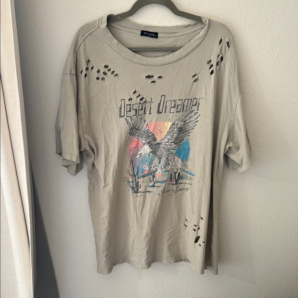 Desert Dreamer Eagle Graphic Tee - Light Gray